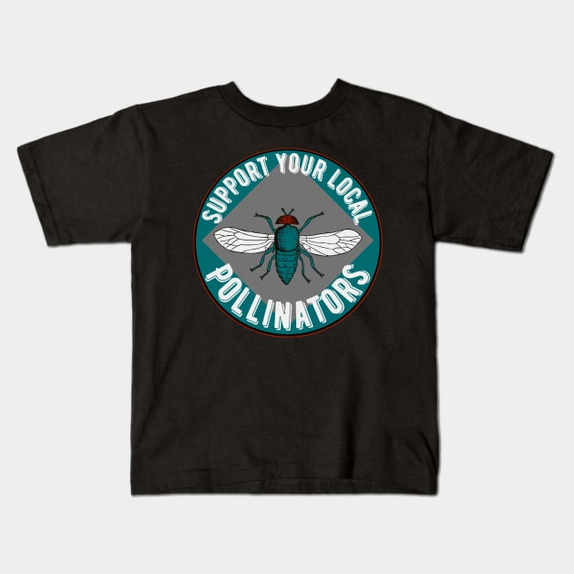 Support Fly Pollinators Kids T-Shirt by Caring is Cool